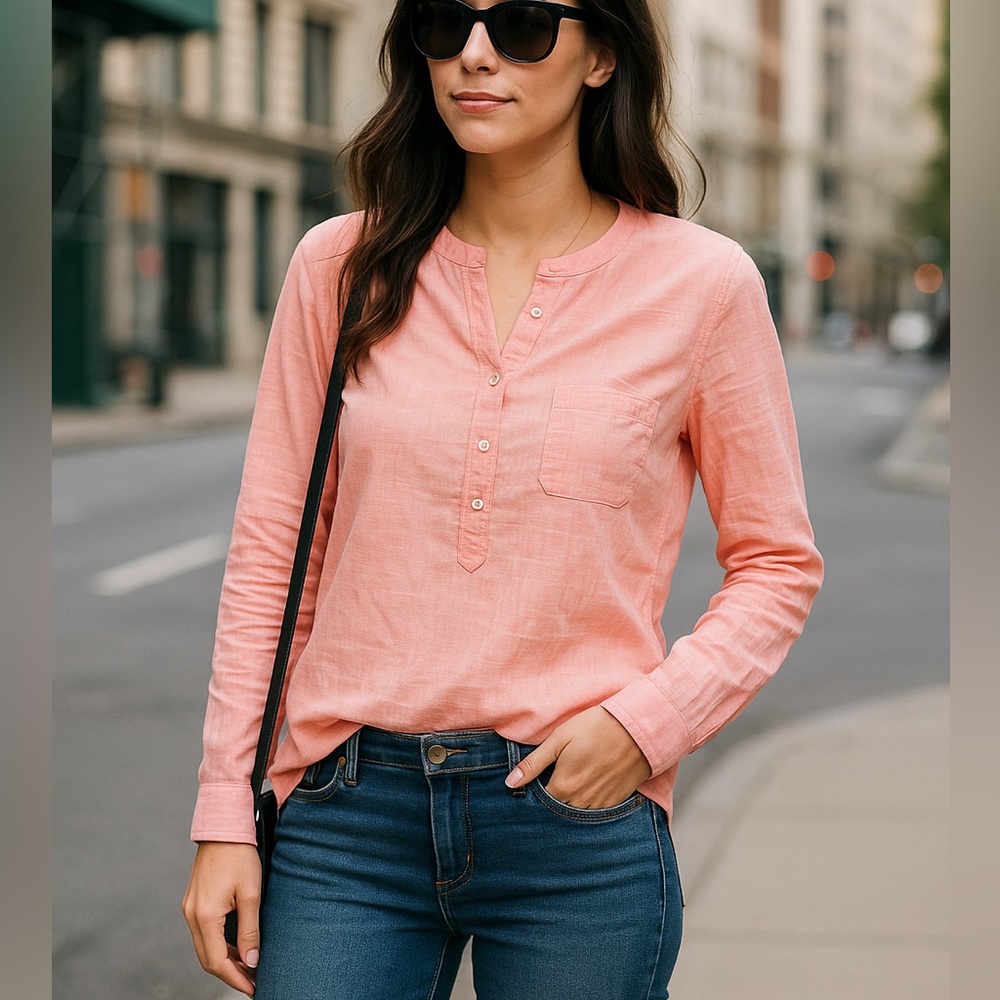 talbots plaid cotton tunic shirt SP June sale